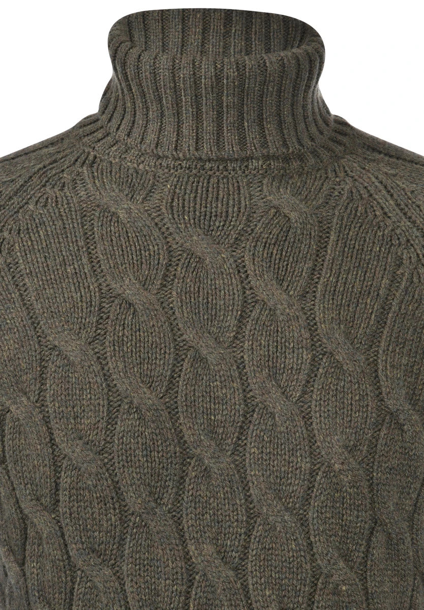 Gran Sasso Pullover Turtle Neck Groen-80% wol + 10% cashmere + 10% viscose-HEREN TRUIEN & VESTEN-Groen