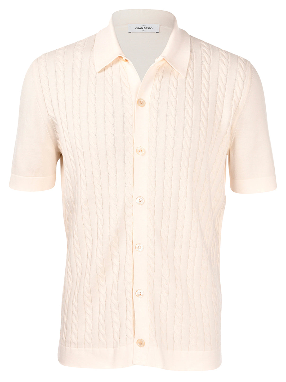 Gran Sasso Shirt Korte Mouw – Beige-100% katoen-HEREN SHIRTS-Beige