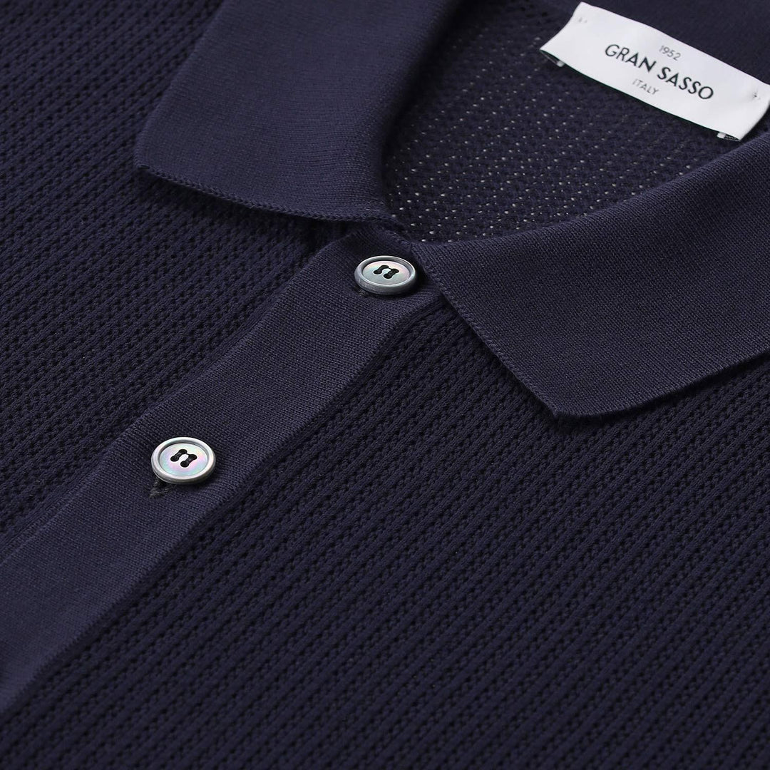 Gran Sasso Shirt korte mouw – Blauw-100% katoen-HEREN SHIRTS-Blauw