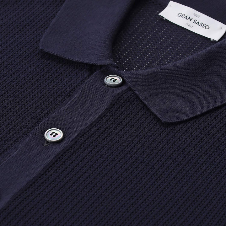 Gran Sasso Shirt korte mouw – Blauw-100% katoen-HEREN SHIRTS-Blauw