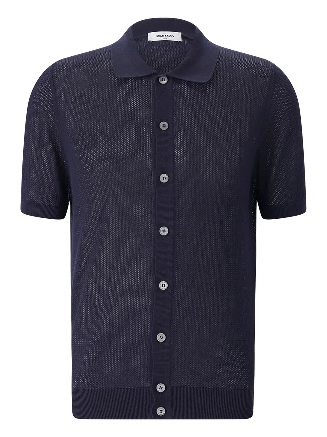 Gran Sasso Shirt korte mouw – Blauw-100% katoen-HEREN SHIRTS-Blauw