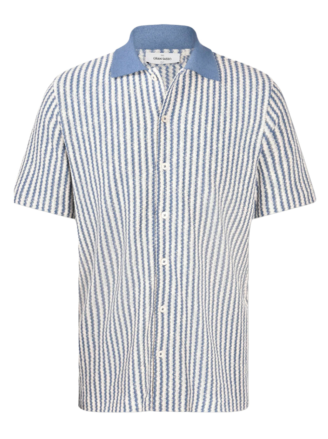 Gran Sasso Shirt korte mouw – Blauw-86% katoen, 14% polyester-HEREN SHIRTS-Blauw