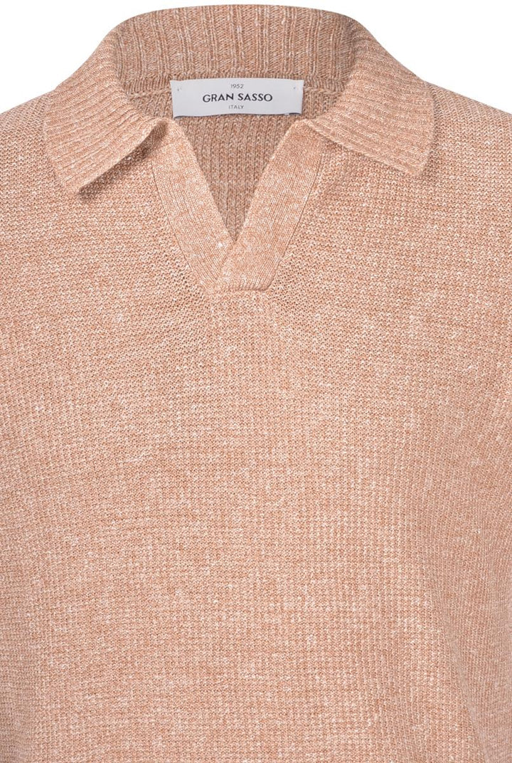 Gran Sasso skipper polo-68% linnen, 32% katoen-HEREN POLO'S & T-SHIRTS-Oranje