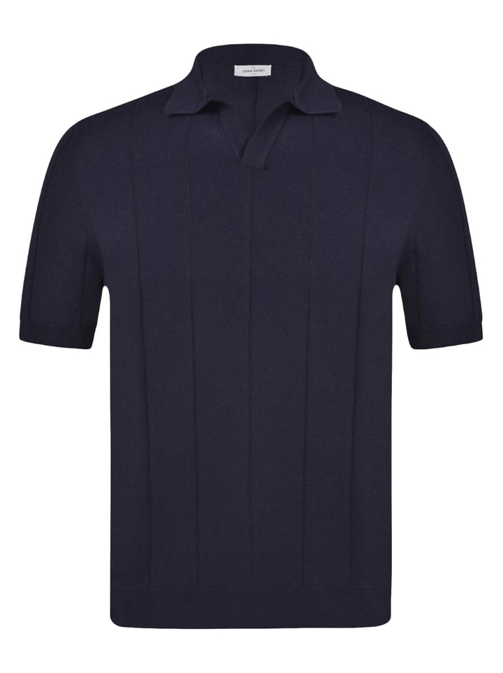 Gran Sasso Skipper polo – Blauw -100% katoen-HEREN POLO'S & T-SHIRTS-Blauw