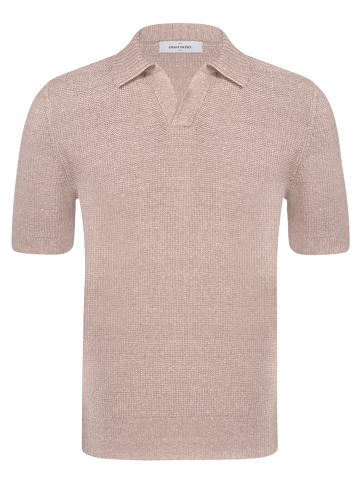 Gran Sasso Skipper poloshirt – Beige-68% linnen, 32% katoen-HEREN TRUIEN & VESTEN-Beige