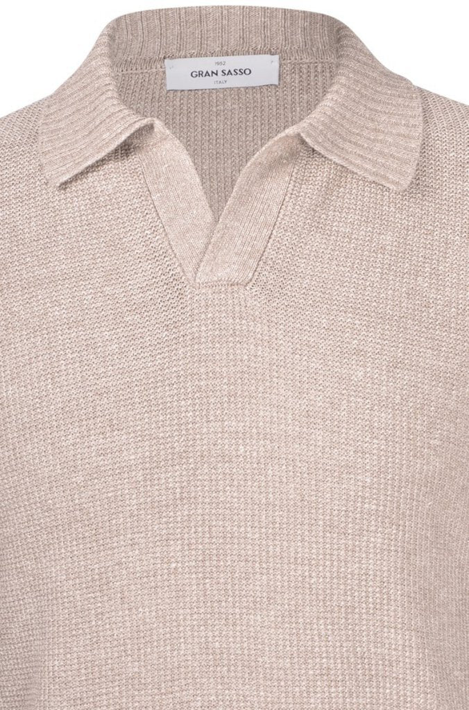 Gran Sasso Skipper poloshirt – Beige-68% linnen, 32% katoen-HEREN TRUIEN & VESTEN-Beige