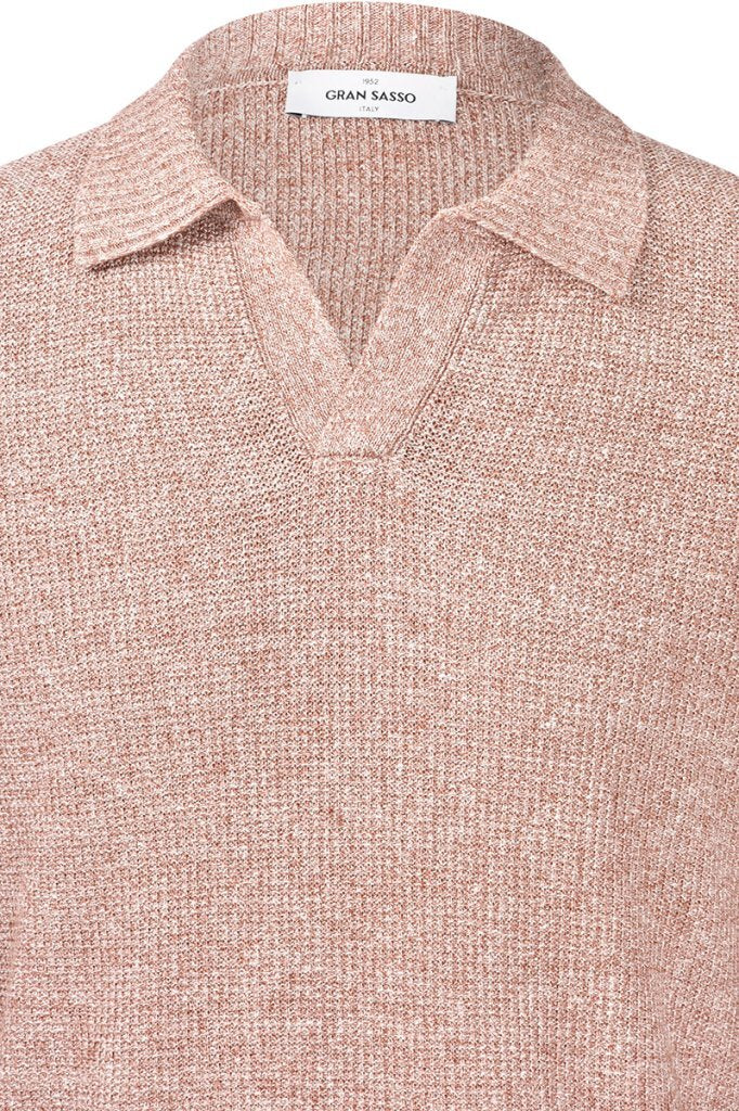 Gran Sasso Skipper poloshirt – Rood -68% linnen, 32% katoen-HEREN TRUIEN & VESTEN-Rood