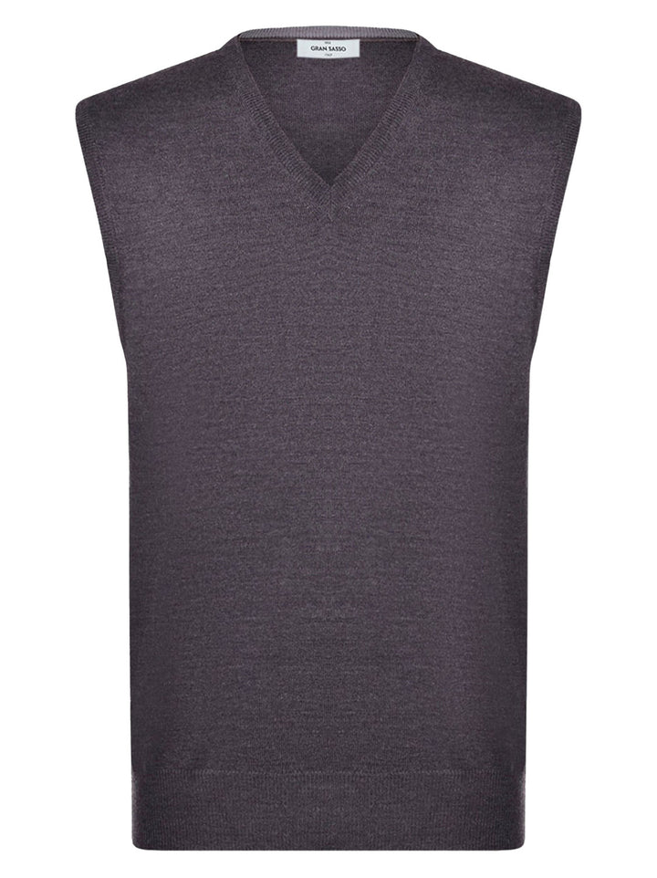 Gran Sasso Slipover – Grijs-100% wol-HEREN TRUIEN & VESTEN-Grijs