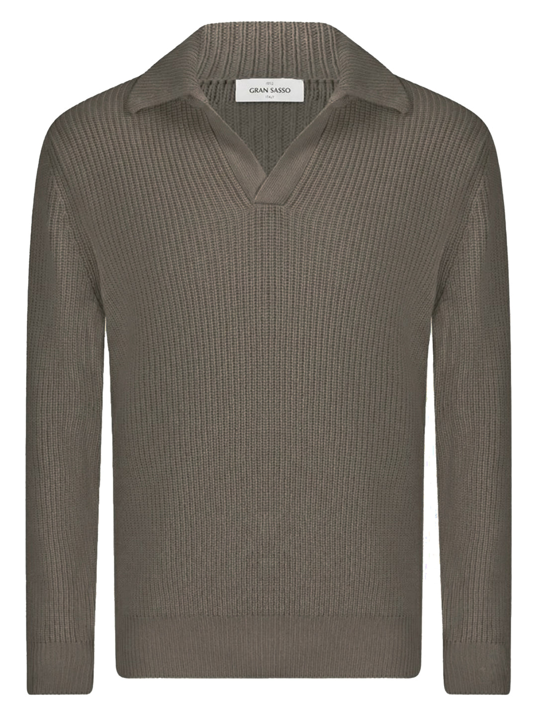 Gran Sasso Super Geelong Skipper Polo Trui – Grijs-100% lamswol-HEREN TRUIEN & VESTEN-Grijs