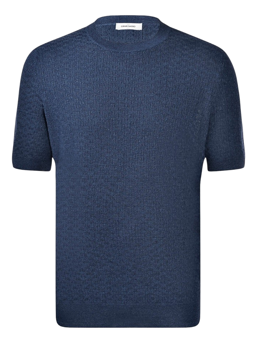 Gran Sasso T-shirt – Blauw -68% linnen, 32% katoen-HEREN POLO'S & T-SHIRTS-Blauw