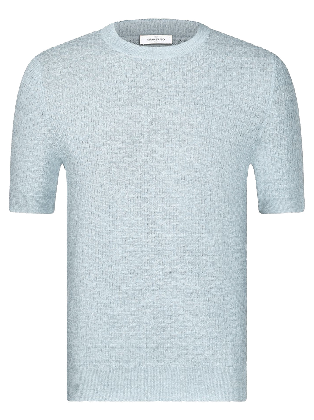 Gran Sasso T-shirt Linnen/Katoen – Blauw -68% linnen, 32% katoen-HEREN POLO'S & T-SHIRTS-Blauw