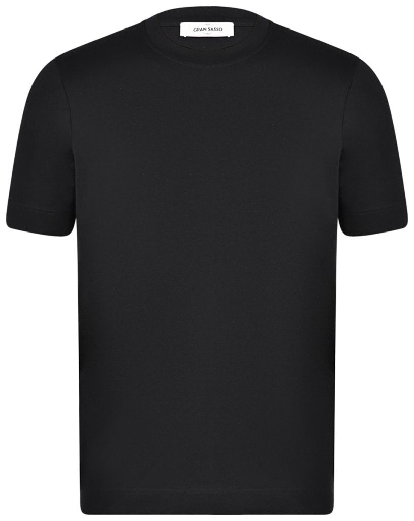 Gran Sasso T-shirt – Zwart -100% katoen-HEREN POLO'S & T-SHIRTS-Zwart