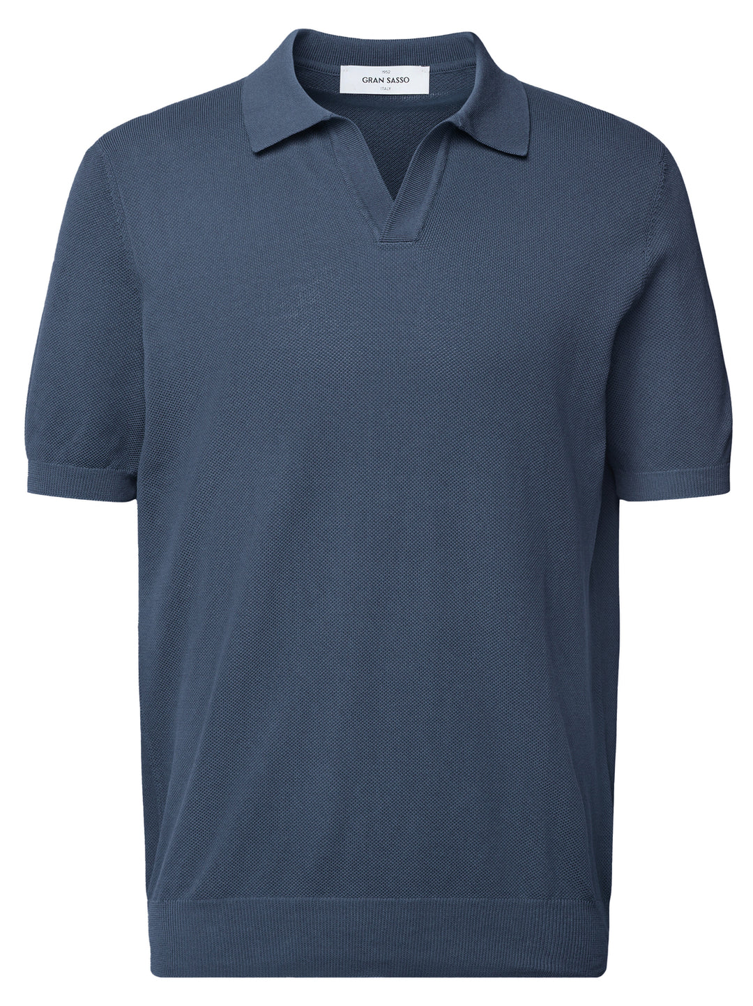 Gran Sasso Tennis Skipper Polo Knitted – Blauw-100% katoen-HEREN POLO'S & T-SHIRTS-Blauw