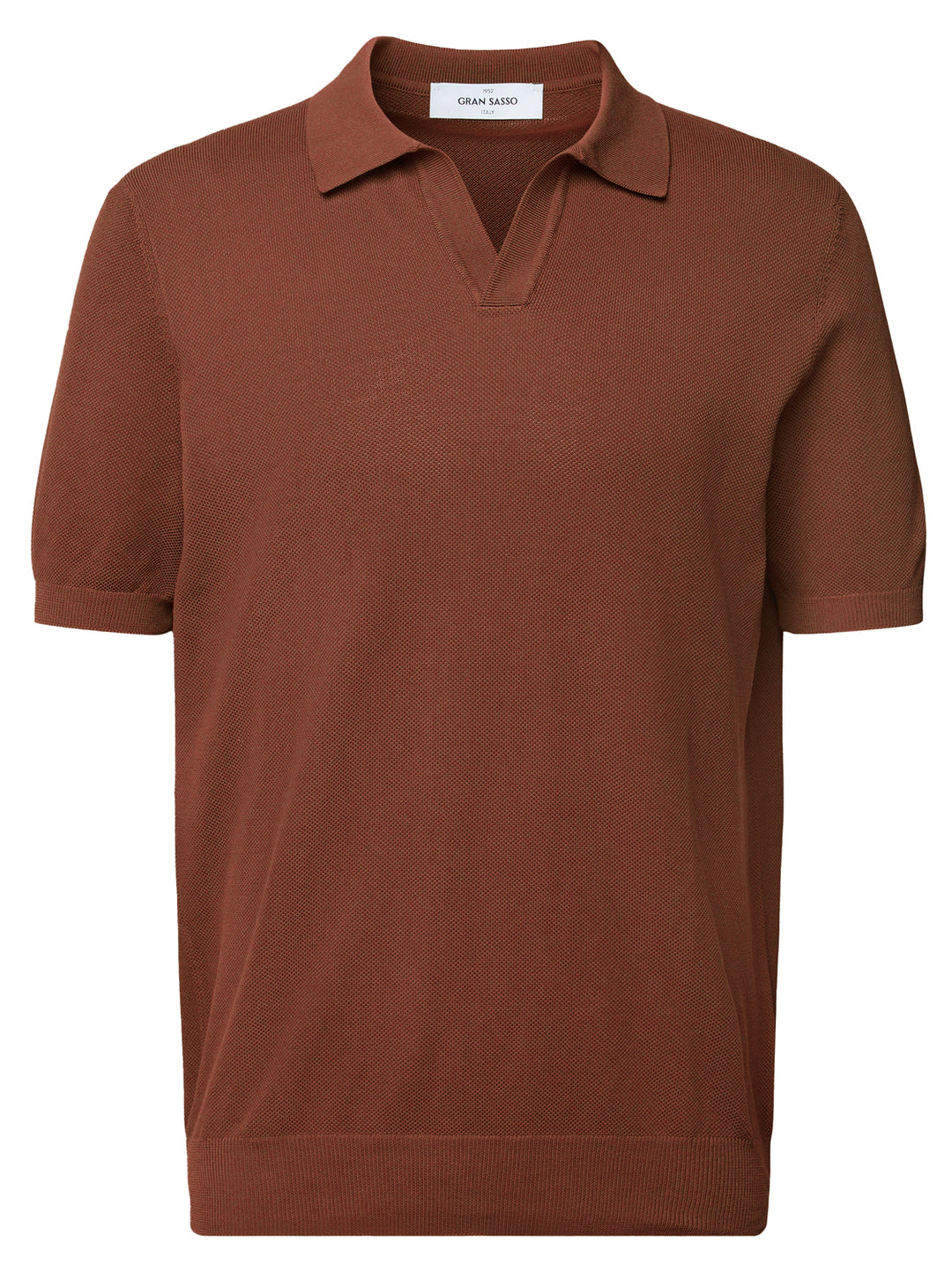 Gran Sasso Tennis Skipper Polo Knitted – Bruin-100% katoen-HEREN POLO'S & T-SHIRTS-Bruin