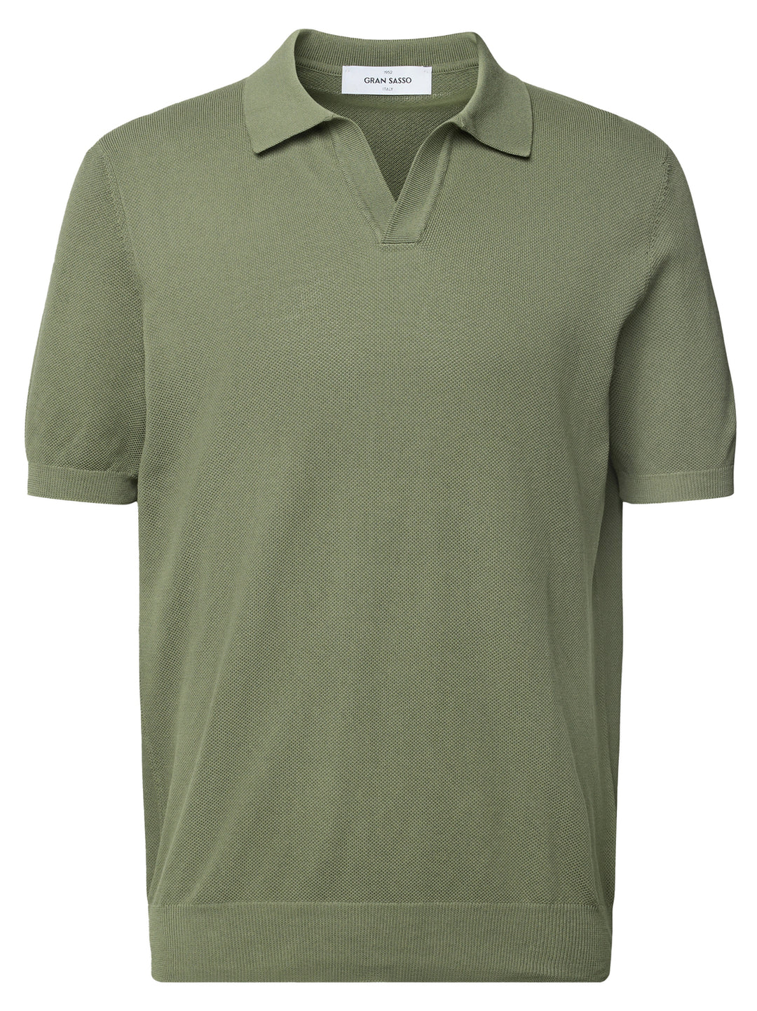 Gran Sasso Tennis Skipper Polo Knitted – Groen-100% katoen-HEREN POLO'S & T-SHIRTS-Groen