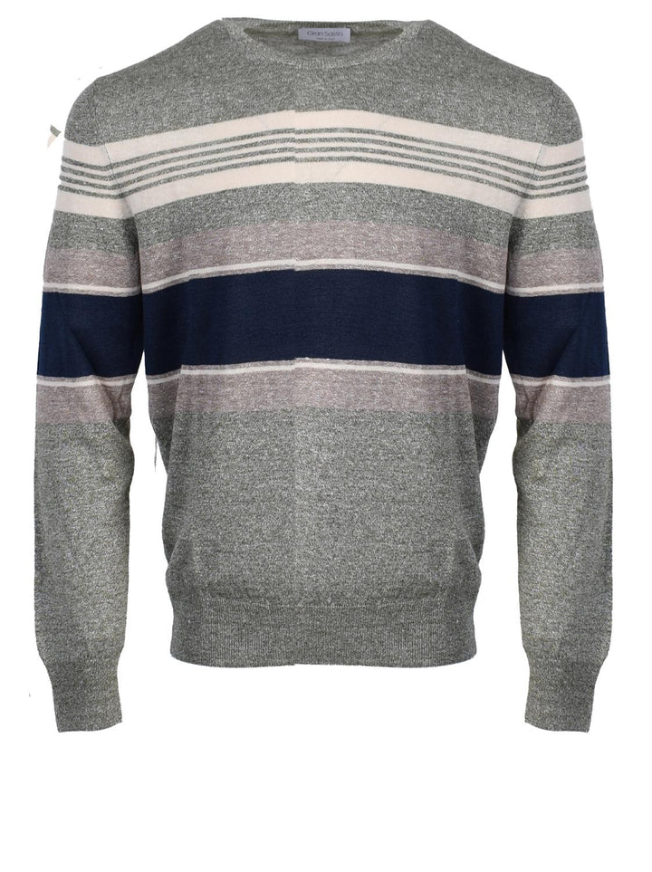 Gran Sasso trui-68% linnen, 32% katoen-HEREN TRUIEN & VESTEN-Groen