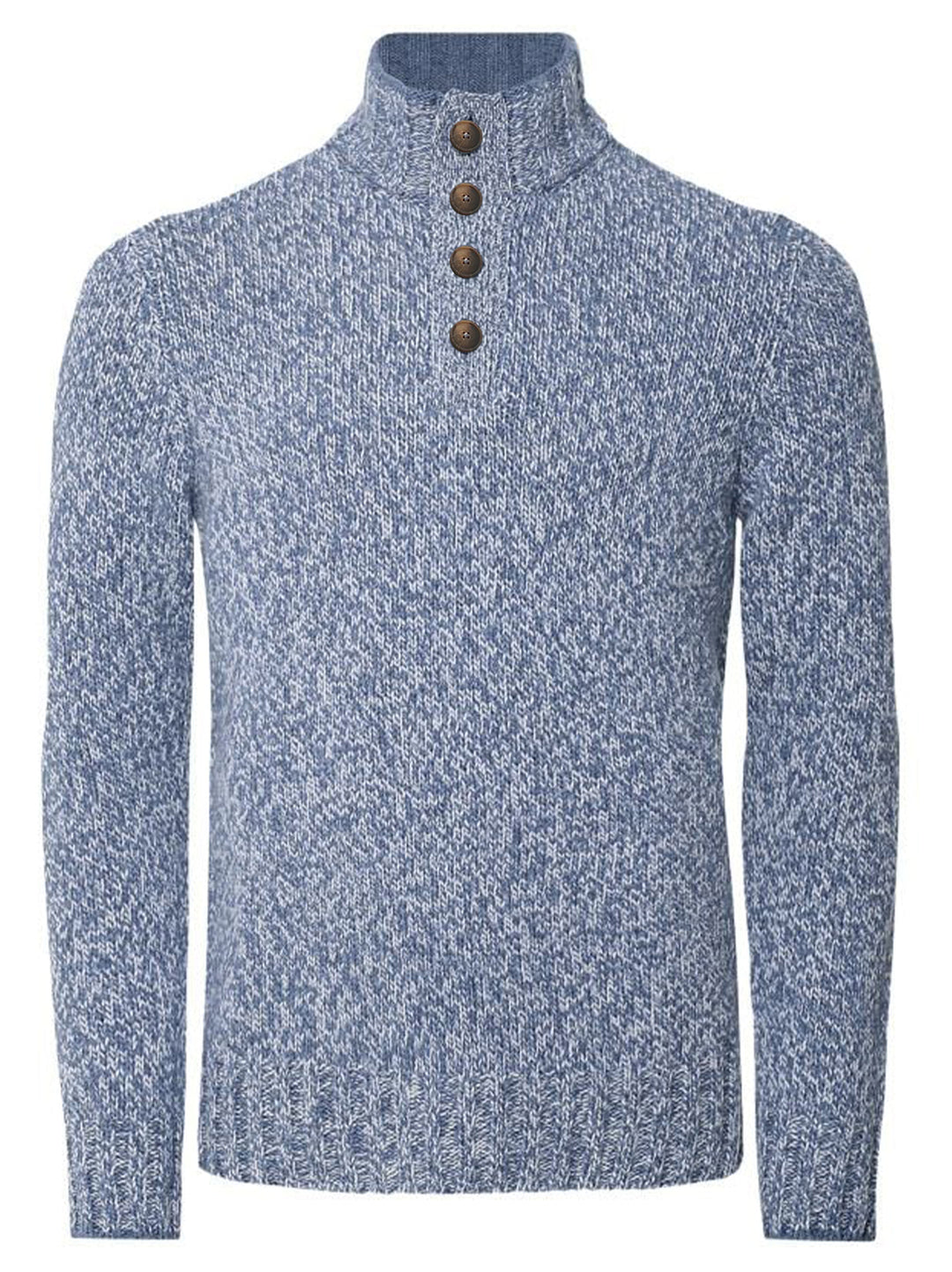 Gran Sasso Trui Knoopkraag – Blauw-100% wol-HEREN TRUIEN & VESTEN-Blauw