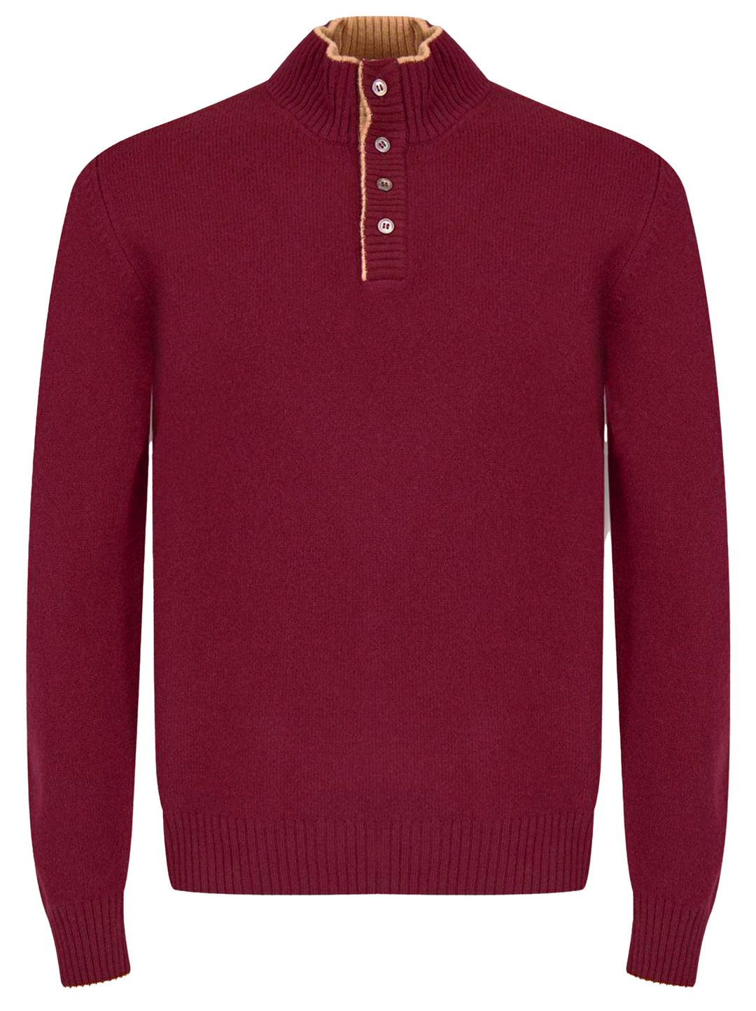 Gran Sasso Trui Knoopkraag – Rood-100% wol-HEREN TRUIEN & VESTEN-Rood