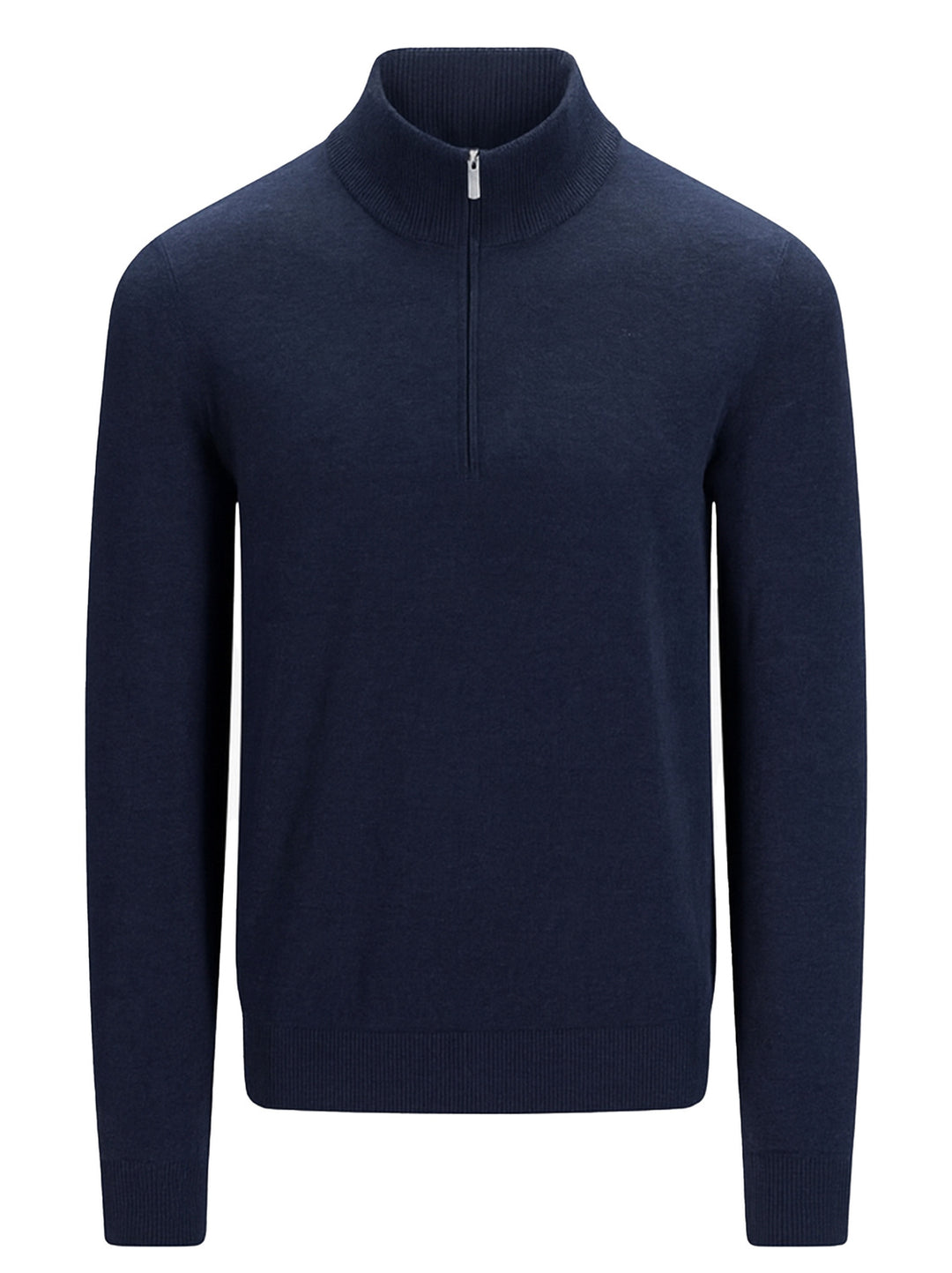 Gran Sasso Trui met Halve Rits – Blauw-80% lamswol, 10% viscose, 10% cashmere-HEREN TRUIEN & VESTEN-Blauw