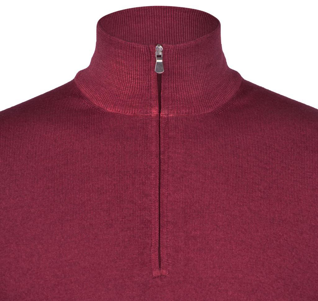 Gran Sasso trui met rits-100% wol-HEREN TRUIEN & VESTEN-Bordeaux