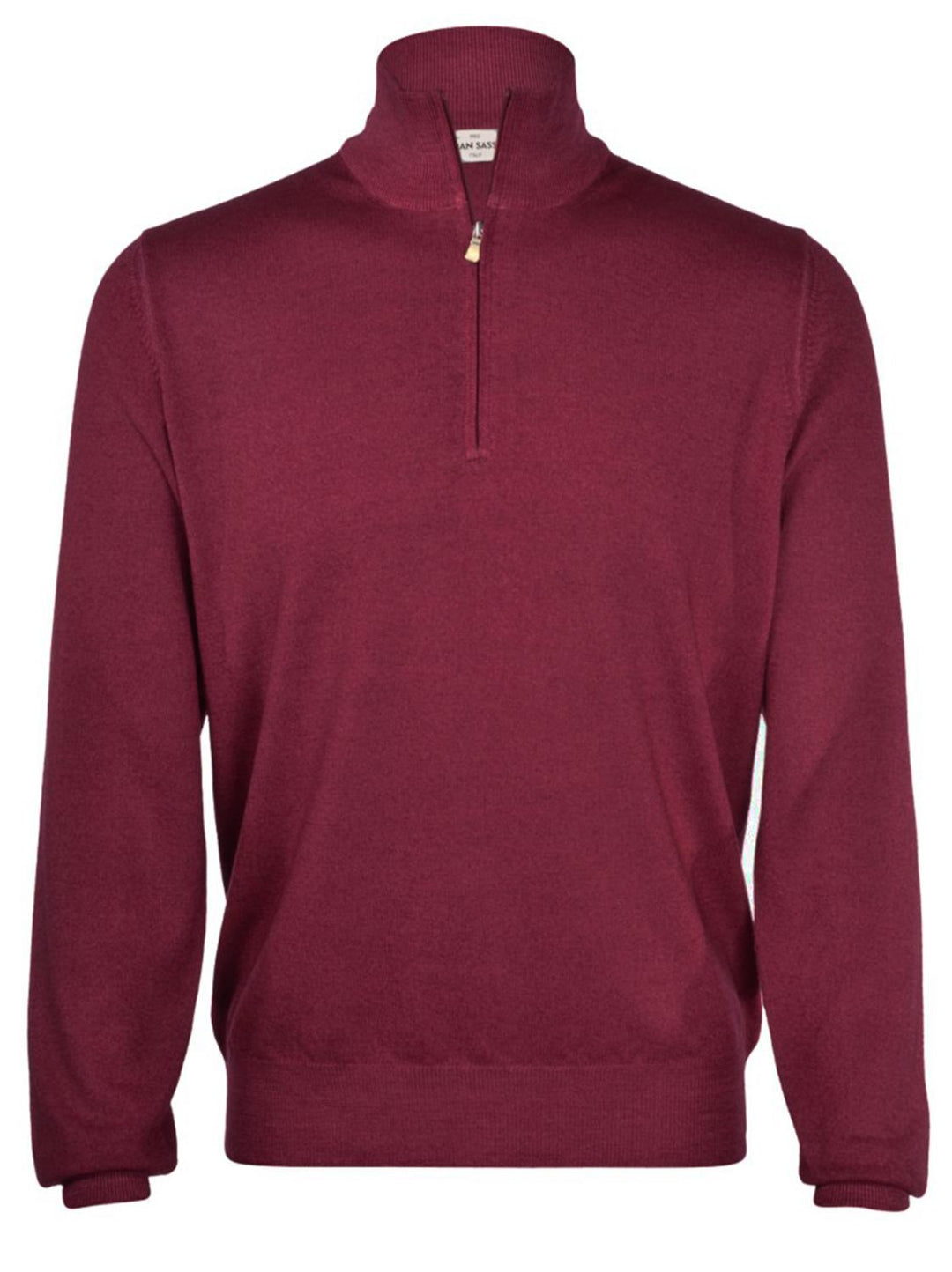 Gran Sasso trui met rits-100% wol-HEREN TRUIEN & VESTEN-Bordeaux