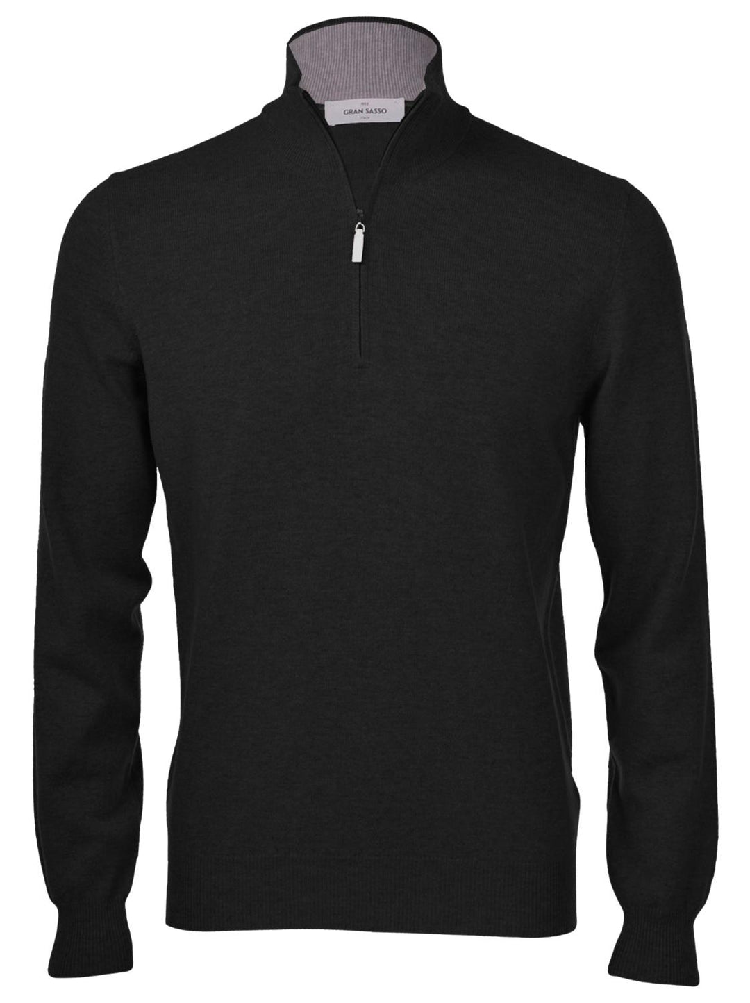 Gran Sasso trui met rits-100% wol-HEREN TRUIEN & VESTEN-Zwart