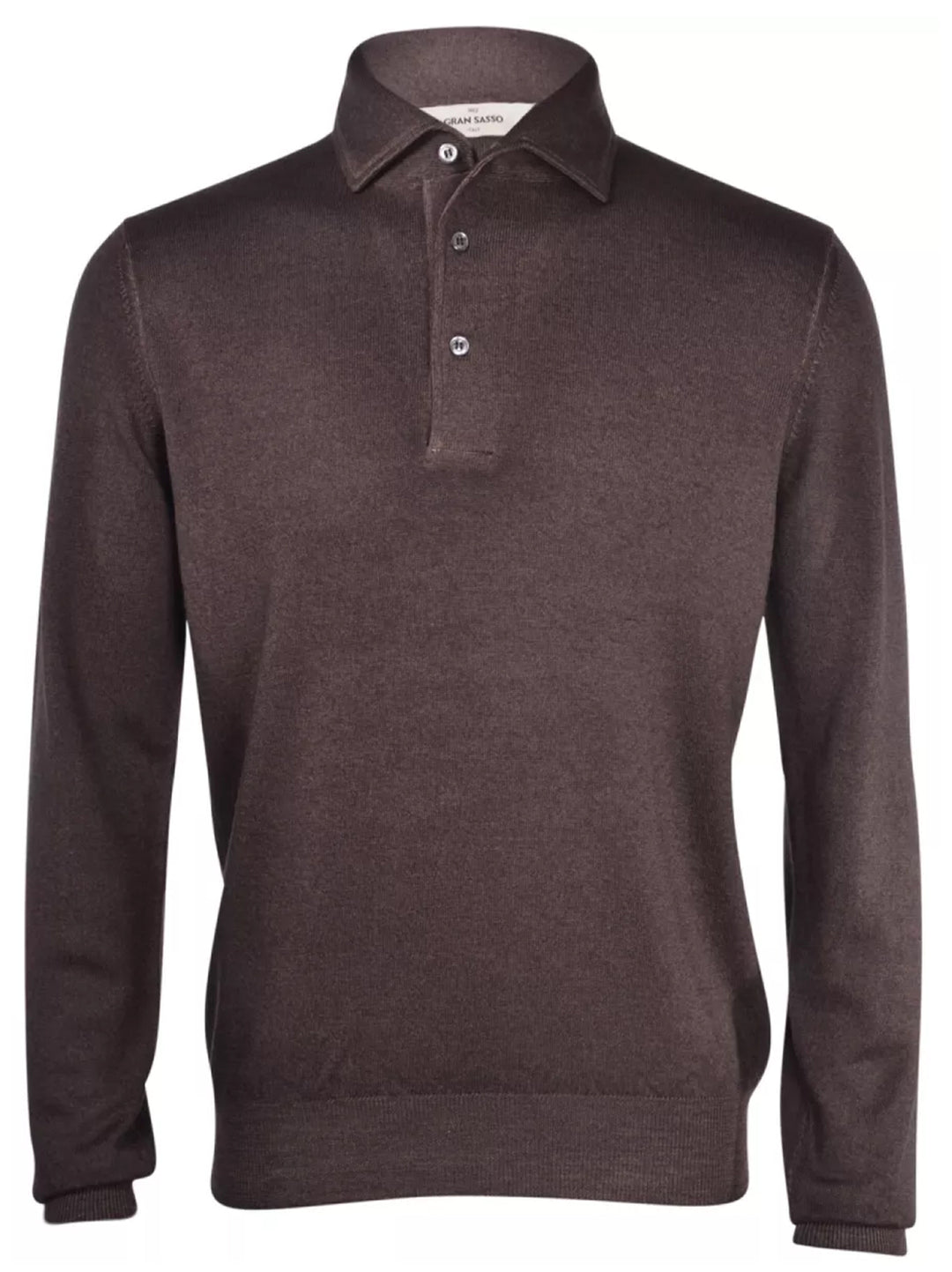 Gran Sasso Trui Polokraag – Bruin-100% virginwol-HEREN POLO'S & T-SHIRTS-Bruin