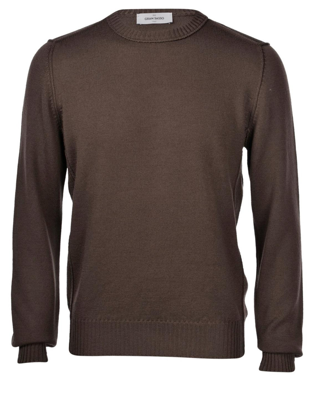 Gran Sasso trui ronde hals-100% wol-HEREN TRUIEN & VESTEN-Bruin
