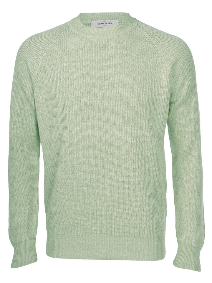 Gran Sasso trui ronde hals-68% linnen, 32% katoen-HEREN TRUIEN & VESTEN-Groen
