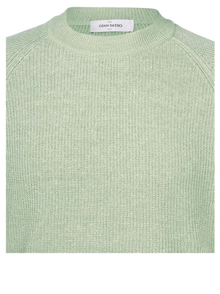Gran Sasso trui ronde hals-68% linnen, 32% katoen-HEREN TRUIEN & VESTEN-Groen