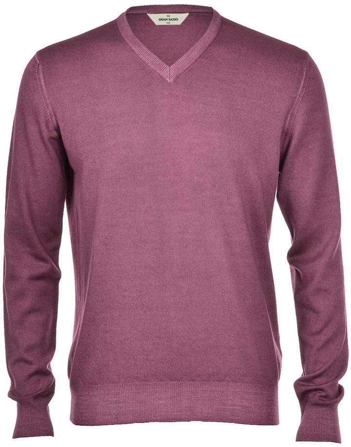 Gran Sasso trui v-hals-100% wol-HEREN TRUIEN & VESTEN-Paars