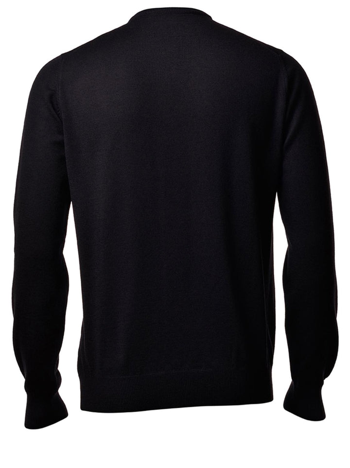 Gran Sasso v-hals trui zwart-100% wol-HEREN TRUIEN & VESTEN-Zwart