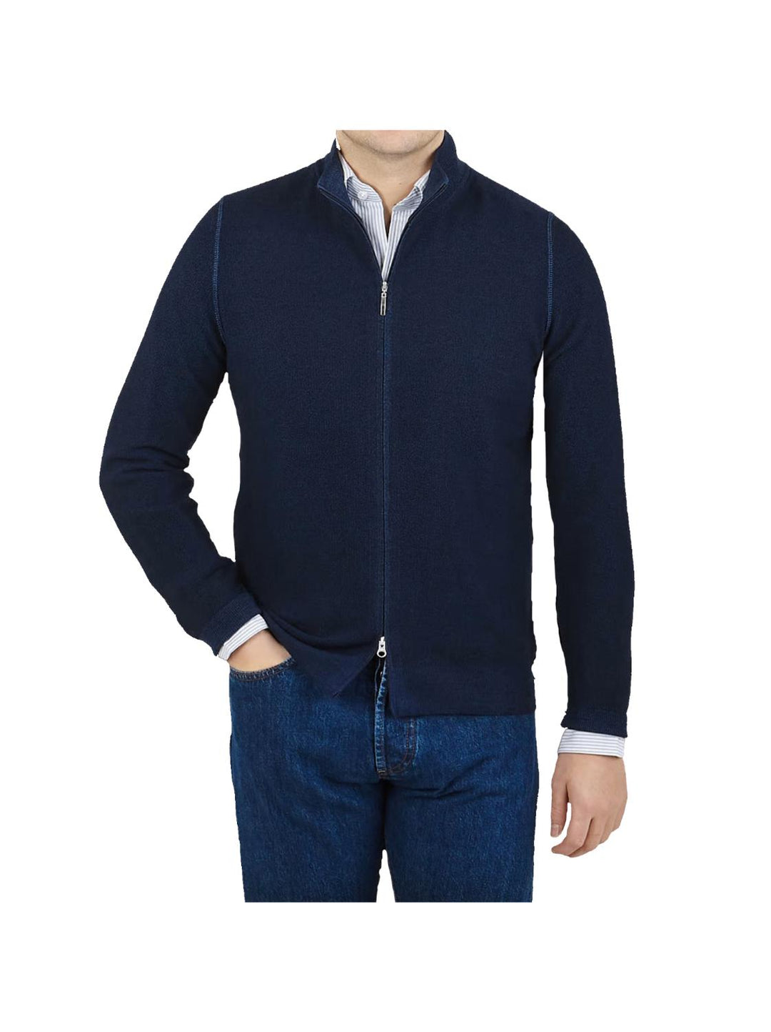 Gran Sasso vest met rits-100% wol-HEREN TRUIEN & VESTEN-Blauw