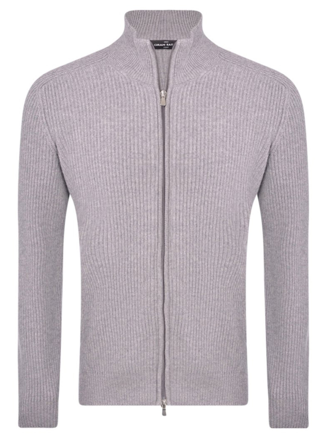 Gran Sasso Vest met Rits – Grijs-80% virgin wol, 10% viscose en 10% kashmir.-HEREN TRUIEN & VESTEN-Grijs