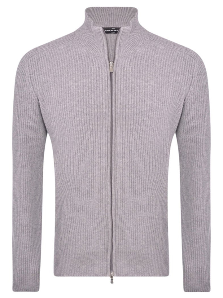 Gran Sasso Vest met Rits – Grijs-80% virgin wol, 10% viscose en 10% kashmir.-HEREN TRUIEN & VESTEN-Grijs