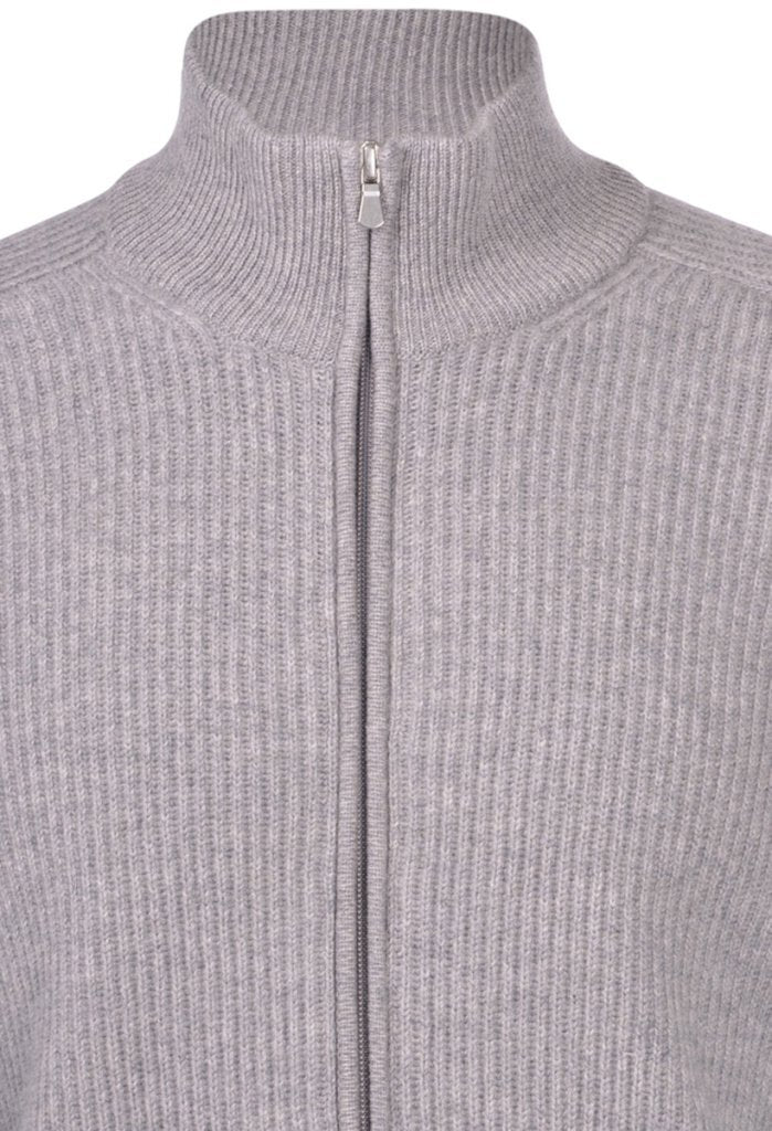 Gran Sasso Vest met Rits – Grijs-80% virgin wol, 10% viscose en 10% kashmir.-HEREN TRUIEN & VESTEN-Grijs