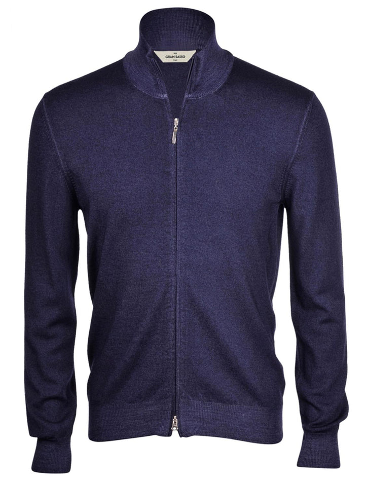 Gran Sasso vest rits-100% wol-HEREN TRUIEN & VESTEN-Blauw