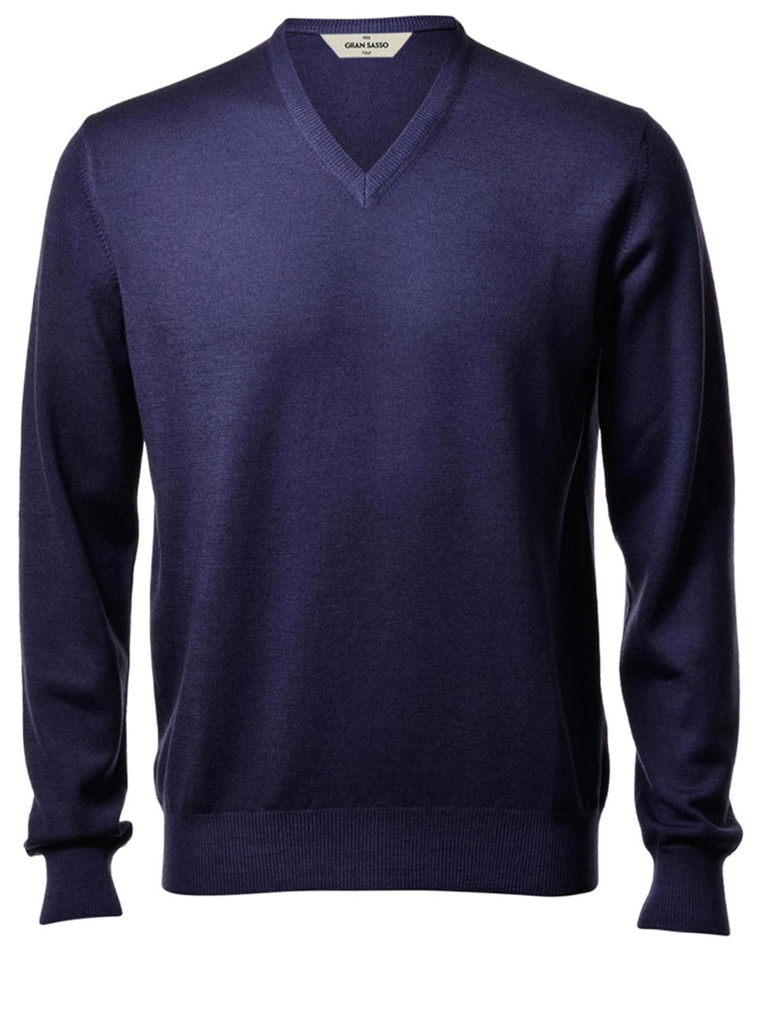 Gran Sasso Vintage v-hals trui-100% wol-HEREN TRUIEN & VESTEN-Blauw