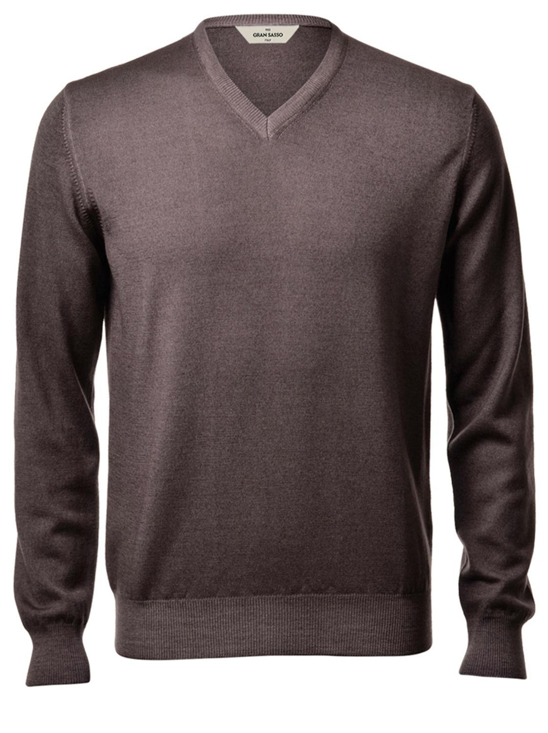 Gran Sasso Vintage v-hals trui-100% wol-HEREN TRUIEN & VESTEN-Bruin