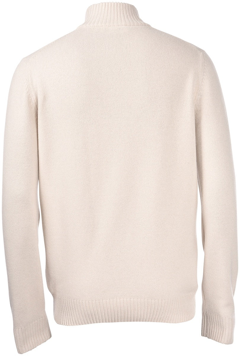 Gran Sasso Wol Cashmere Half Zip – Beige-80% wol, 10% viscose, 10% cashmere-HEREN TRUIEN & VESTEN-Beige