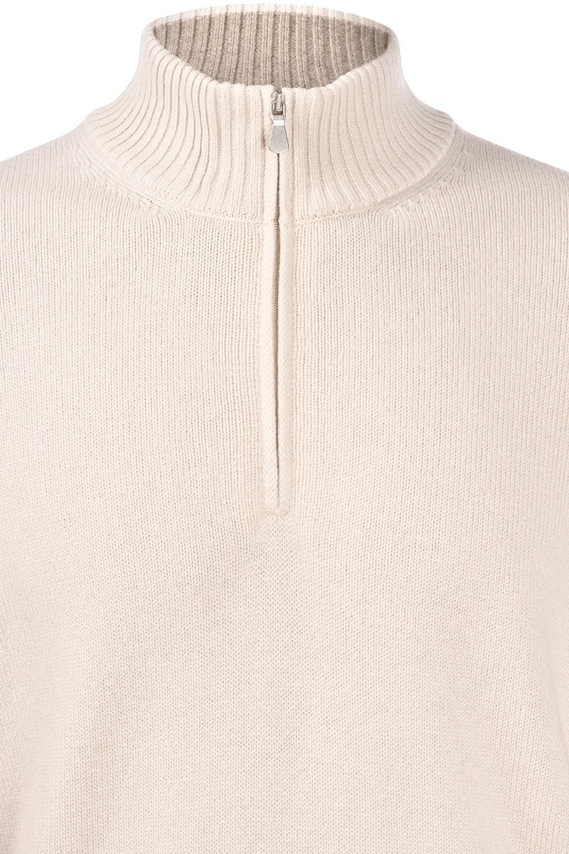 Gran Sasso Wol Cashmere Half Zip – Beige-80% wol, 10% viscose, 10% cashmere-HEREN TRUIEN & VESTEN-Beige