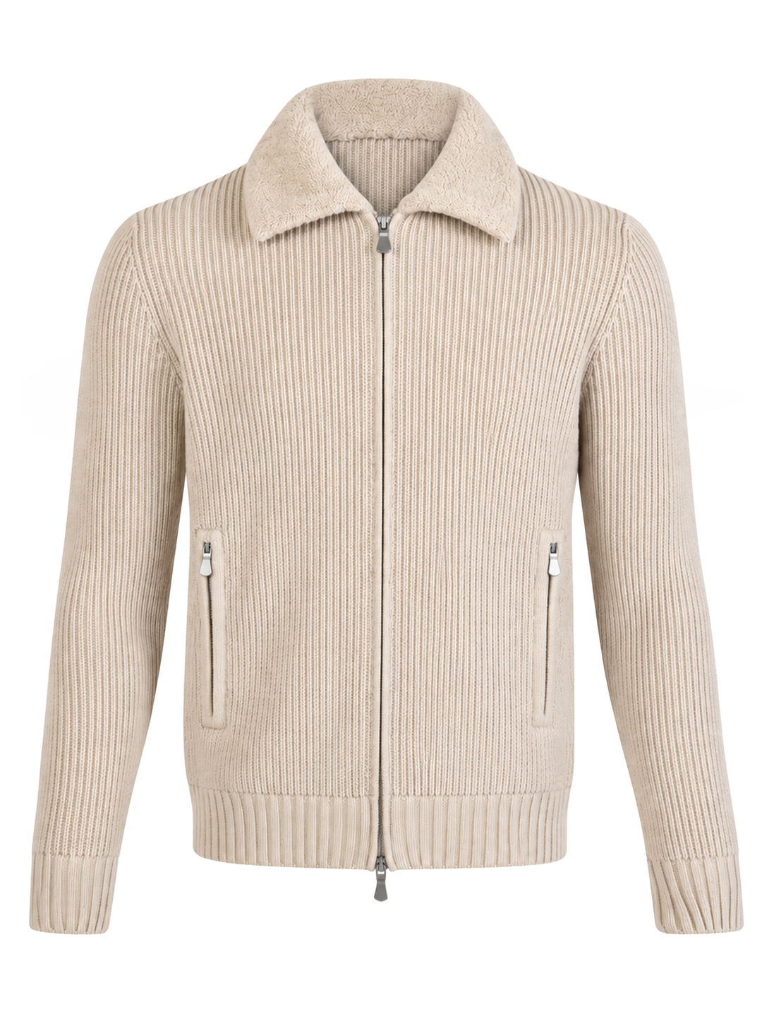 Gran Sasso Wollen Vest met Teddy-Kraag – Room-100% wol-HEREN JASSEN & JACKS-Room
