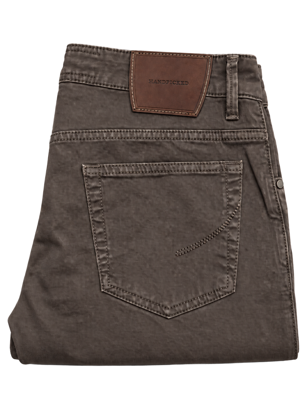 Handpicked Ravello 5-Pocket Broek – Bruin-97% katoen, 3% elastaan-HEREN BROEKEN-Bruin