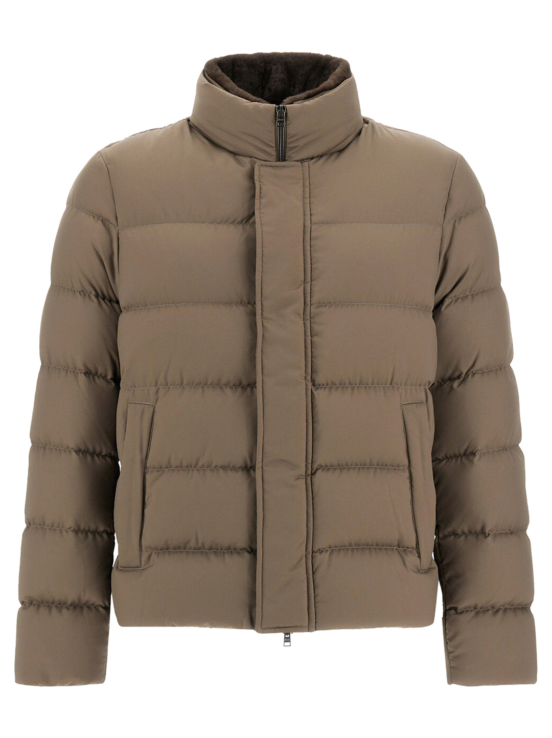 Herno Arendelle Bomberjack met Imitatiebont-100% polyester-HEREN JASSEN & JACKS-Beige