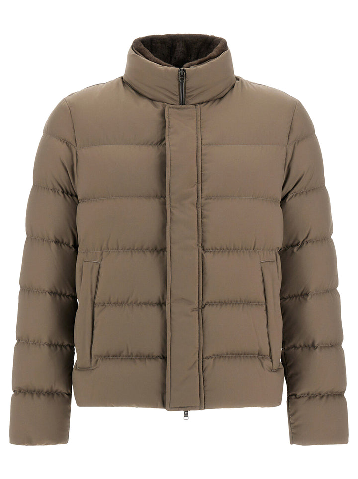 Herno Arendelle Bomberjack met Imitatiebont-100% polyester-HEREN JASSEN & JACKS-Beige