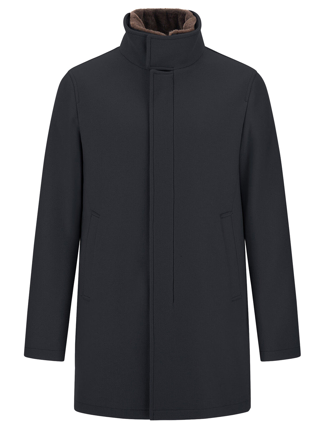 Herno Ecowool Jas met Imitatiebont – Blauw-75% lamswol, 25% polyamide-HEREN JASSEN & JACKS-Blauw