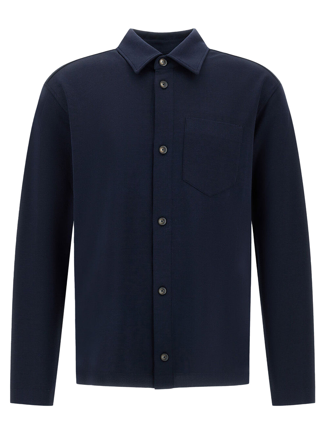 Herno Shirt in jersey knit effect – Blauw-100% katoen-HEREN TRUIEN & VESTEN-Blauw