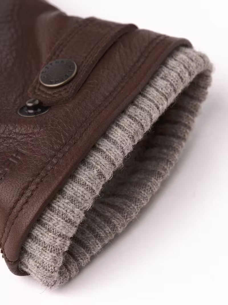 Hestra Leren Handschoenen – Donkerbruin-HEREN ACCESSOIRES-Bruin