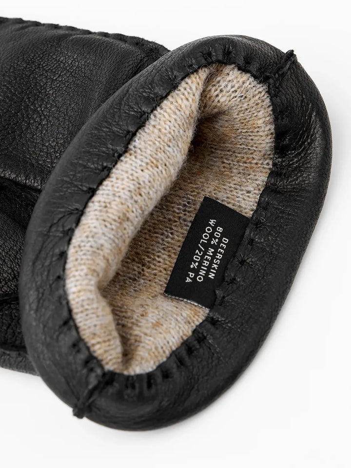 Hestra Matthew Leren Handschoenen – Zwart-100% leer<br />Voering: 80% wol, 20% polyamide-HEREN ACCESSOIRES-Zwart