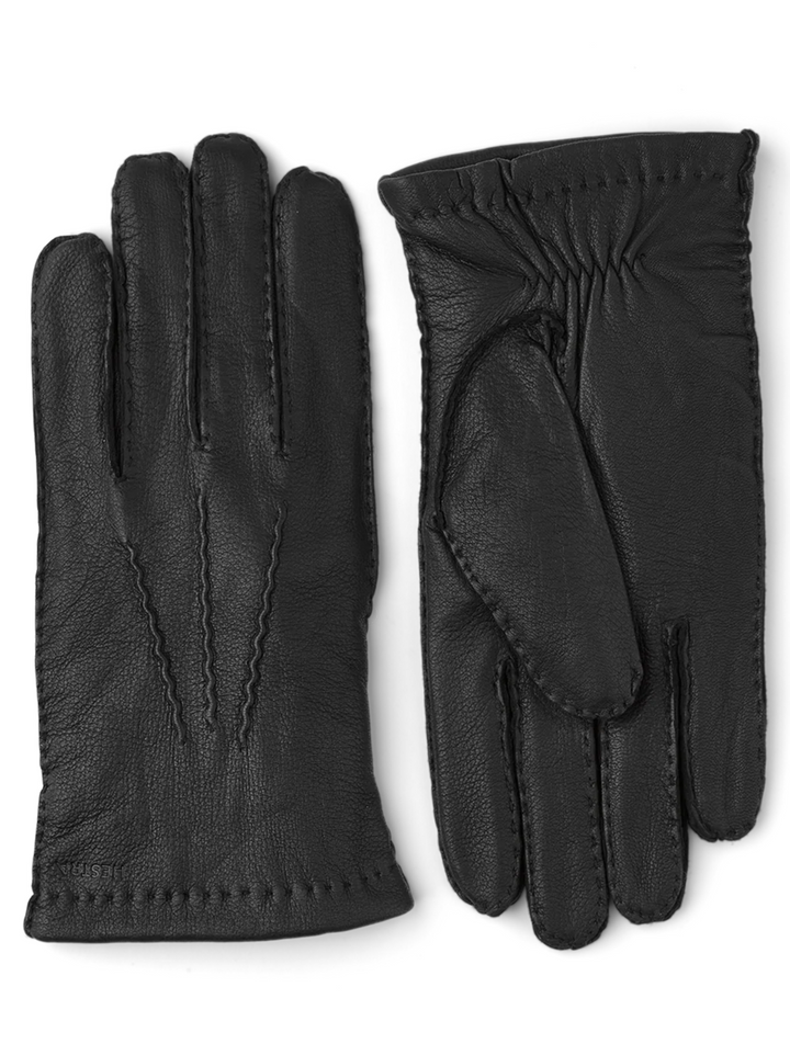 Hestra Matthew Leren Handschoenen – Zwart-100% leer<br />Voering: 80% wol, 20% polyamide-HEREN ACCESSOIRES-Zwart
